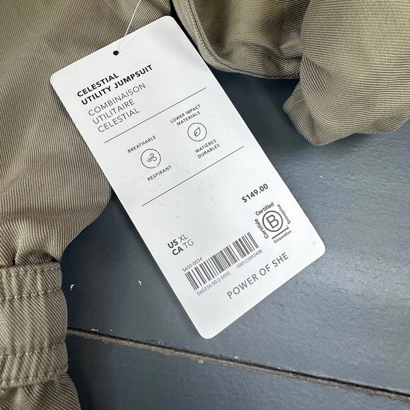 Athleta Jumpsuit Womens XL Light Olive Green Celestial Utility Long Sleeve NWT - Picture 4 of 12